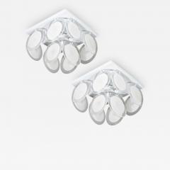 Small White Murano Glass Disc Flush Mount in the Manner of Vistosi - 3116124
