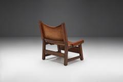 Small Wood and Leather Chair by a European Cabinetmaker Europe ca 1950s - 1892968