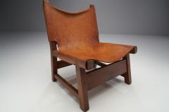 Small Wood and Leather Chair by a European Cabinetmaker Europe ca 1950s - 1892969