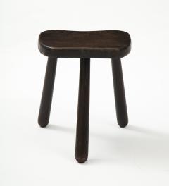 Small Wooden Mid Century Stool with Rounded Legs France 1950s - 1901167