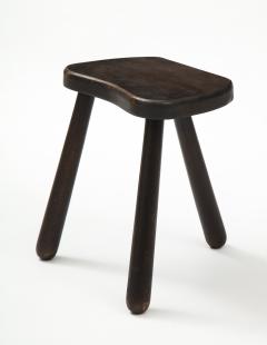 Small Wooden Mid Century Stool with Rounded Legs France 1950s - 1901168