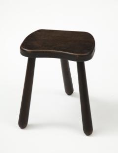 Small Wooden Mid Century Stool with Rounded Legs France 1950s - 1901169
