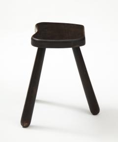 Small Wooden Mid Century Stool with Rounded Legs France 1950s - 1901170