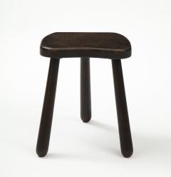 Small Wooden Mid Century Stool with Rounded Legs France 1950s - 1901171