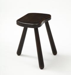 Small Wooden Mid Century Stool with Rounded Legs France 1950s - 1901172