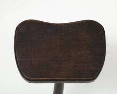 Small Wooden Mid Century Stool with Rounded Legs France 1950s - 1901174