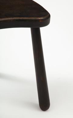 Small Wooden Mid Century Stool with Rounded Legs France 1950s - 1901175
