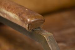 Small brass and leather bench seat France circa 1940 - 4251547