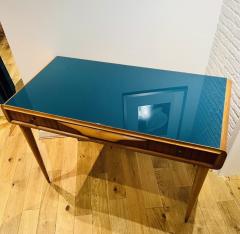 Small desk vanity table with blue glass top - 3038909