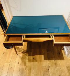 Small desk vanity table with blue glass top - 3038910