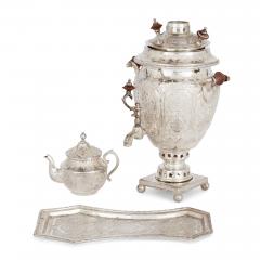 Small engraved silver part tea service of Persian design - 3530686