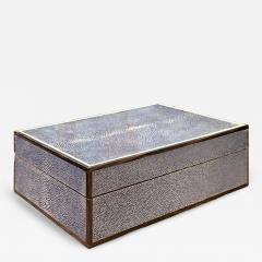 SmallSky Blue Shagreen and Macassar Ebony Box with Bone Inlay - 4475764