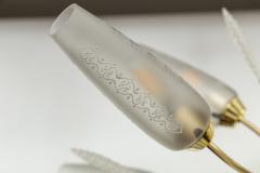 Smaller Mid Century Italian Conical Shaped Glass Brass Chandelier - 3196451