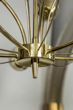 Smaller Mid Century Italian Conical Shaped Glass Brass Chandelier - 3196453