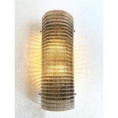Smoked Diamanted Rectangular Murano Glass Wall Sconce Set of Two - 4718553