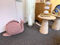 Snail Pink Rattan Magazine Rack Italy 1970s - 2950801