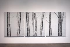 Snowy Forest Tryptich Trio of Douglas Cartmel Abstract Oil Paintings on Linen - 4427537