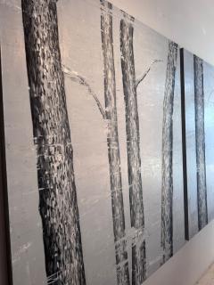 Snowy Forest Tryptich Trio of Douglas Cartmel Abstract Oil Paintings on Linen - 4427543