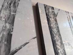Snowy Forest Tryptich Trio of Douglas Cartmel Abstract Oil Paintings on Linen - 4427544