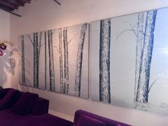 Snowy Forest Tryptich Trio of Douglas Cartmel Abstract Oil Paintings on Linen - 4427545