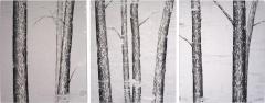 Snowy Forest Tryptich Trio of Douglas Cartmel Abstract Oil Paintings on Linen - 4427663