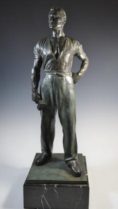 Social Realist Bronze of a Worker WPA Style  - 1392889