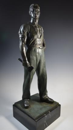 Social Realist Bronze of a Worker WPA Style  - 1392892