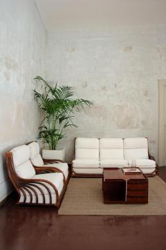 Sofa and Armchair Set in Bamboo 1970s - 4645286