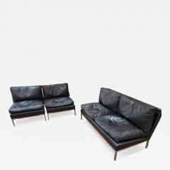 Sofa by Pizzetti Set Sofa and two armchairs in leather Italy 70s - 4152115