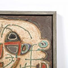 Sofia Kisselov Mid Century Abstract Israeli Earthenware Plaque in Burnt Umber Cream Red Hues - 4720229