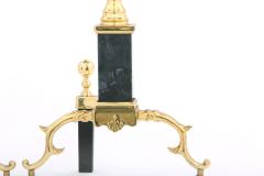 Solid Brass Marble Pair Regency Style Andirons - 1965100