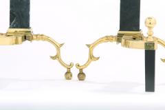 Solid Brass Marble Pair Regency Style Andirons - 1965103