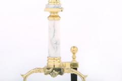 Solid Brass Marble Pair Regency Style Andirons - 1965136