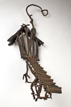 Solid Cast Bronze Brutalist Tree House Sculpture - 1025304