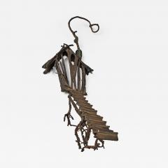 Solid Cast Bronze Brutalist Tree House Sculpture - 1026869