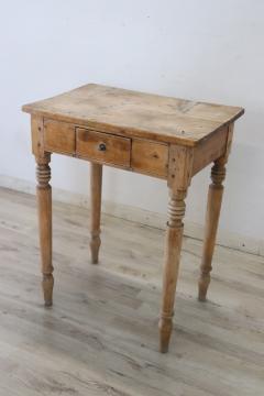 Solid Fir Wood Antique Side Table in Natural Wood Color - 4143164