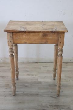 Solid Fir Wood Antique Side Table in Natural Wood Color - 4143166