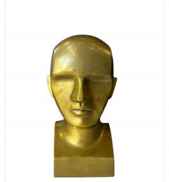 Solid Heavy Brass Bust Head Sculpture 1970 - 3921726