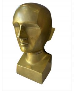 Solid Heavy Brass Bust Head Sculpture 1970 - 3921727