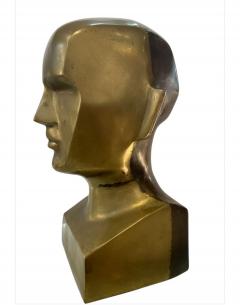 Solid Heavy Brass Bust Head Sculpture 1970 - 3921729