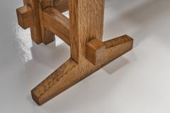 Solid Oak Architects Desk France 1960s - 4604280