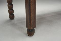 Solid Oak Bench With Turned Legs and a Woven Straw Seat France 20th Century - 4481998