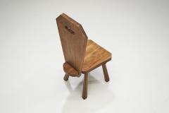 Solid Oak Brutalist Chair France ca 1940s - 3447939
