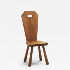 Solid Oak Brutalist Chair France ca 1940s - 3448612