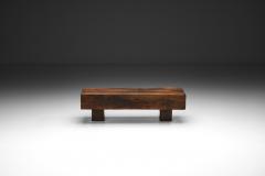 Solid Oak Brutalist Coffee Table The Netherlands 1960s - 4563245