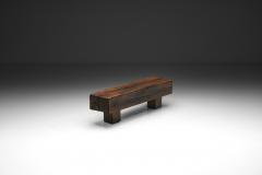 Solid Oak Brutalist Coffee Table The Netherlands 1960s - 4563246