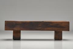 Solid Oak Brutalist Coffee Table The Netherlands 1960s - 4563248
