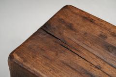Solid Oak Brutalist Coffee Table The Netherlands 1960s - 4563250