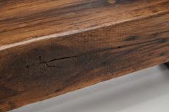 Solid Oak Brutalist Coffee Table The Netherlands 1960s - 4563254