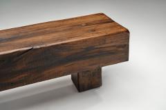 Solid Oak Brutalist Coffee Table The Netherlands 1960s - 4563255